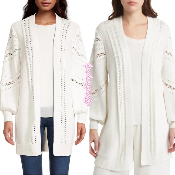 NEW $598 KOBI HALPERIN Tatum Linen Blend Open Stitch Sweater MEDIUM - Picture 1 of 7